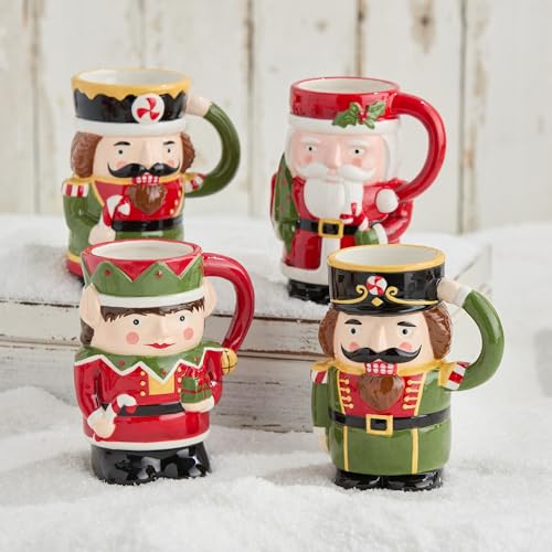 Nutcracker Parade 3D Sculpted Holiday Mugs Set of 4 – Festive