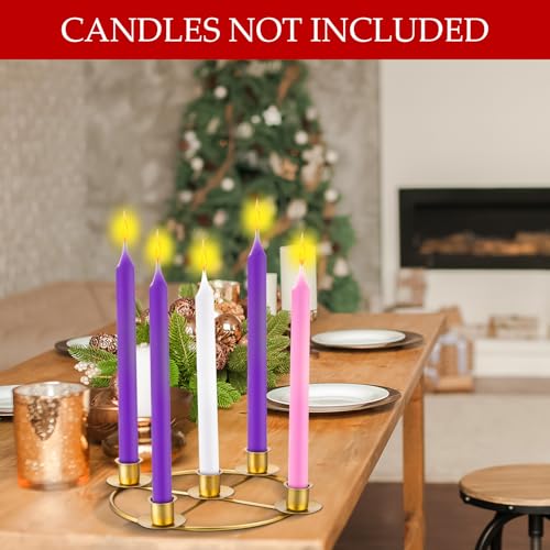 4-Pack Gold Metal Christmas Advent Wreath Candle Holder Ring, 8.5 Inch