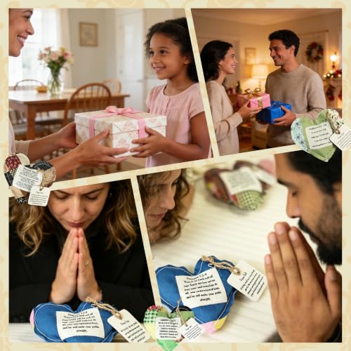 Mini Heart Pocket Prayer Quilts with Cross - Set of 12