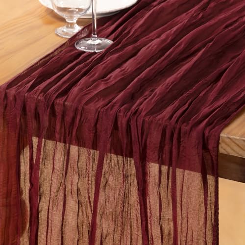 DeZerlor Burgundy Cheesecloth Table Runner 1 Pack 35 x 120 in
