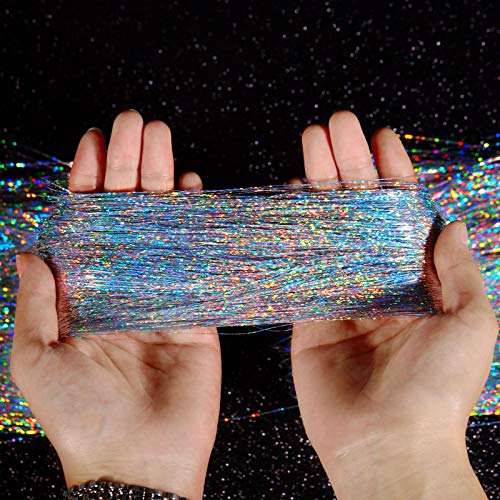 Silver Iridescent Tinsel Icicles Garland for Christmas Tree - 10000 Strands