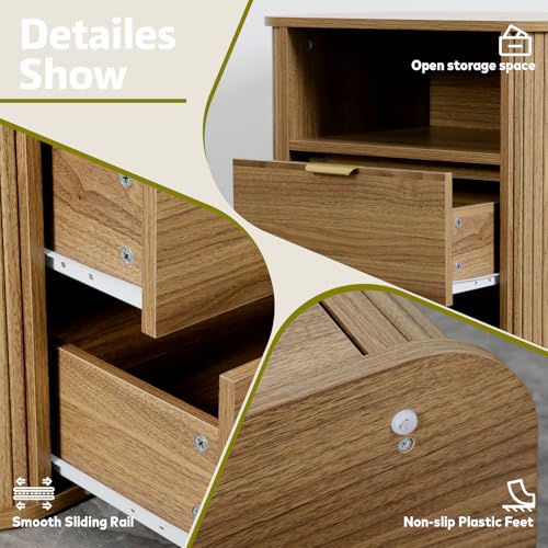 3-Piece Fluted Bedroom Furniture Set: 6-Drawer Dresser & 2 Nightstands
