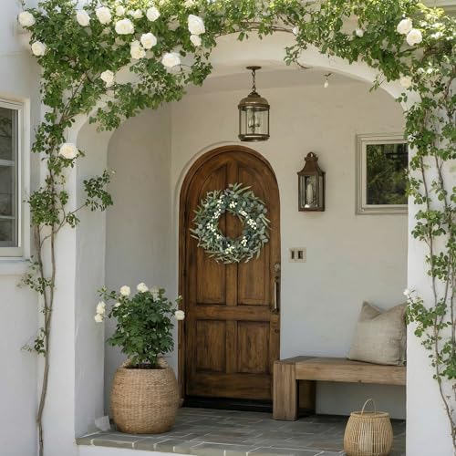 20-Inch Eucalyptus Wreath for Front Door, Artificial Greenery for All Seasons