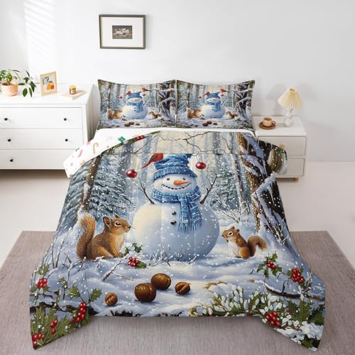 Feelyou Cute Christmas Snowman Kids Bedding Set King