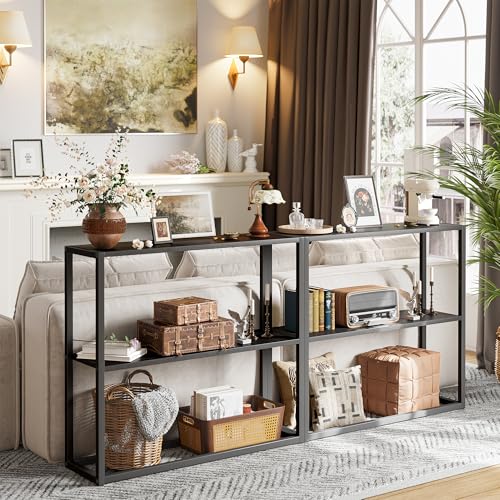 29.5-Inch Narrow Console Table with 3-Tier Shelves, Black Entryway Table
