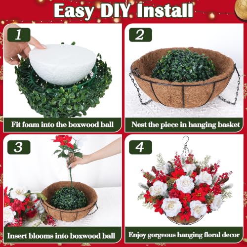 Christmas Poinsettia Hanging Basket for Outdoors - Winter Variation
