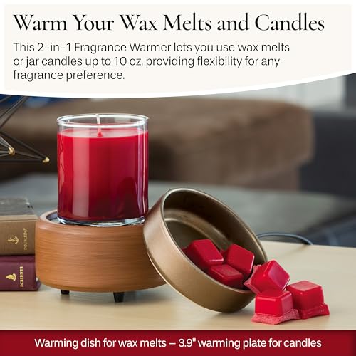2-in-1 Candle and Wax Melt Warmer, Bronze and Walnut Finish