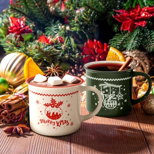 YHRJWN Christmas Mugs, Mugs Set of 4, Xmas Gifts for Women Men,