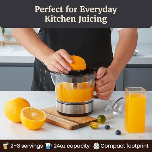 Electric Citrus Juicer, 24 oz Capacity - 40W Auto-Reversing Extractor