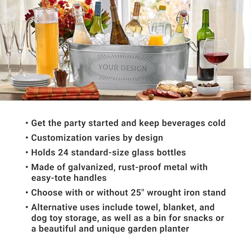Let's Make Memories Personalized Galvanized Beverage Tub - No Stand, Custom Name & Initial, 5.5 Gallons