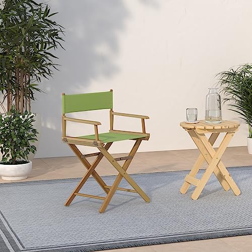 Classic 18-Inch Foldable Director Chair with Natural Wood and Lime Canvas