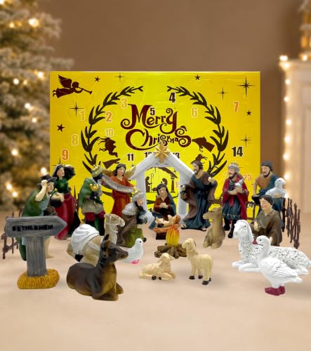 Paxverra Nativity Advent Calendar 2026 - Resin 24-Day Christmas Countdown Set