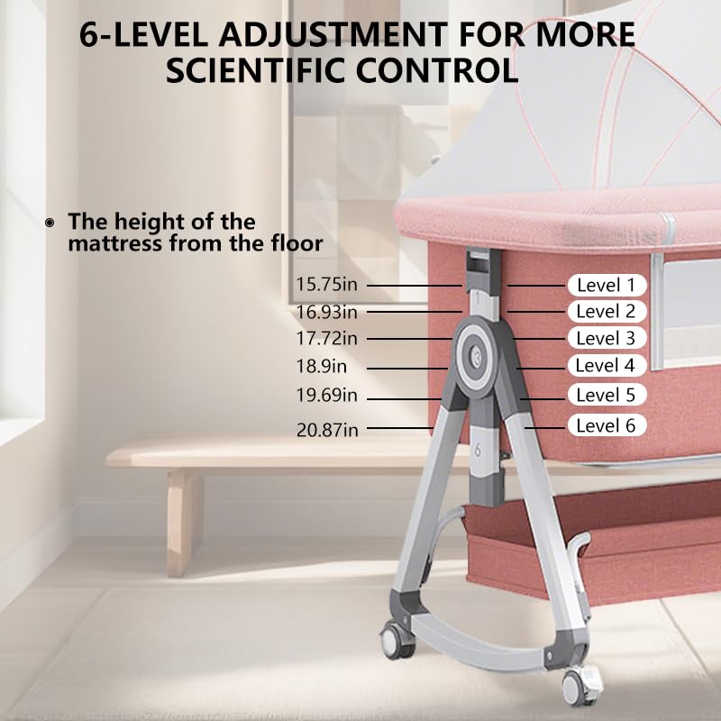 3-in-1 Baby Bassinet Bedside Sleeper with Mattress & Mosquito Net