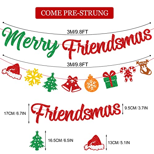 Christmas Banner with Glitter Snowflakes and Holiday Signs - Friendsmas Decor