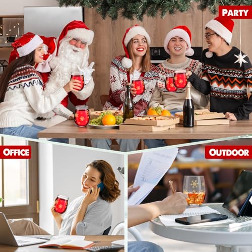 Maxcheck 10 Pcs Stemless 17oz Snowflake Wine Glasses Gold – Gift Set