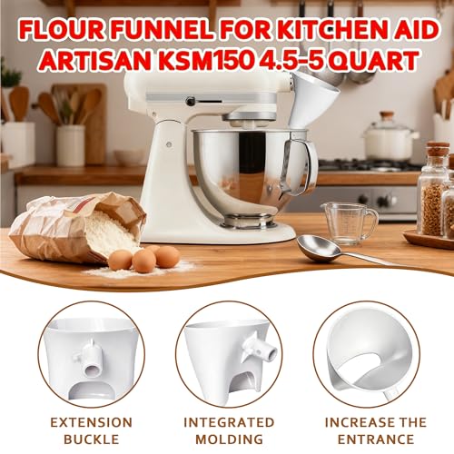 2 Pcs Flour Pouring Funnel for Tilt-Head Stand Mixer, Dishwasher Safe