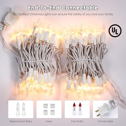 Meteds 100 Count Clear Christmas String Lights Warm White Wire UL Listed