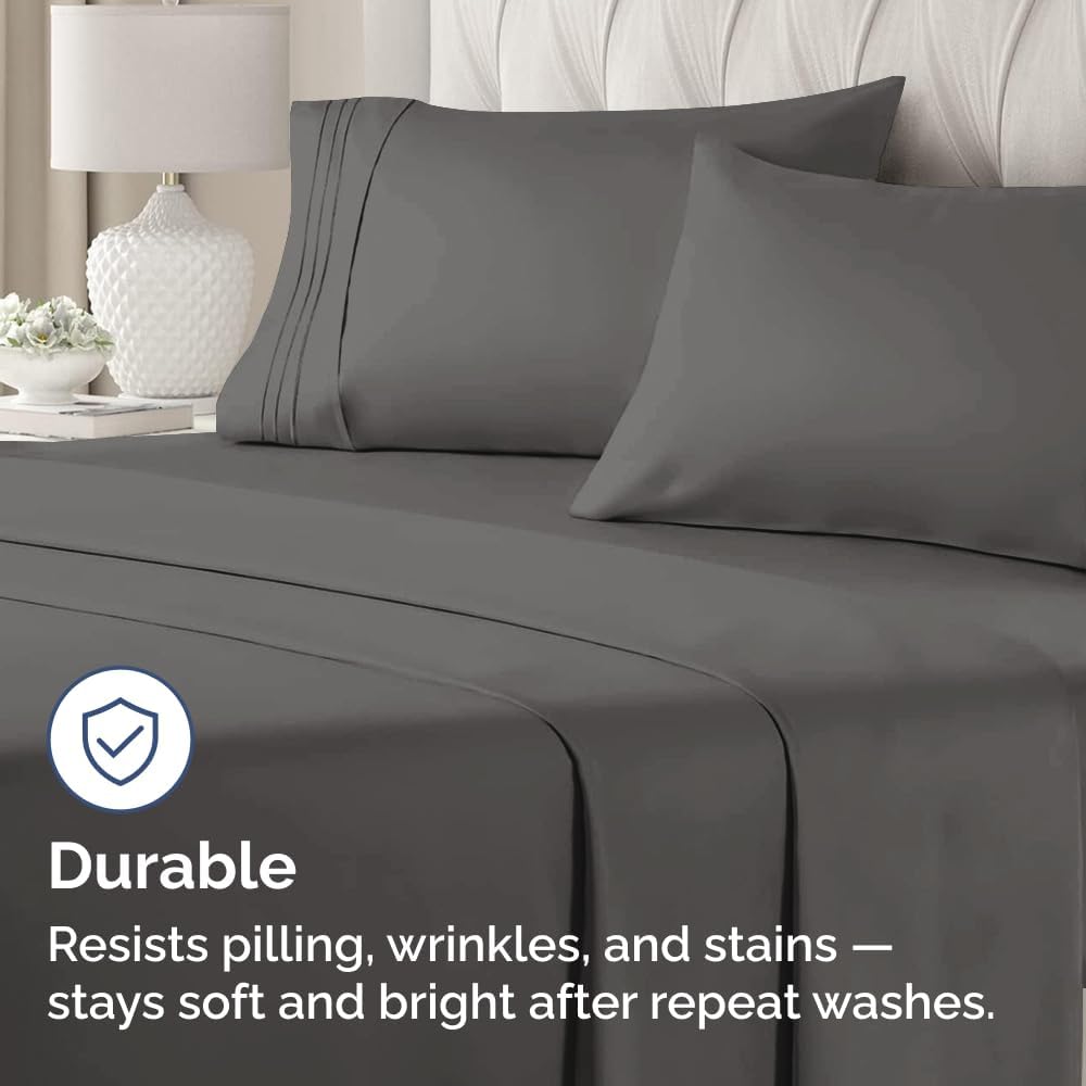 Queen Pillow Cases by Luxurious Living - Ultra Soft Hotel Quality - Wrinkle Free & Fade Resistant - Charcoal, Set of 2