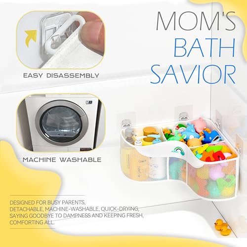 Austion 3-Compartment Corner Bath Toy Organizer - Quick Dry Mesh Storage