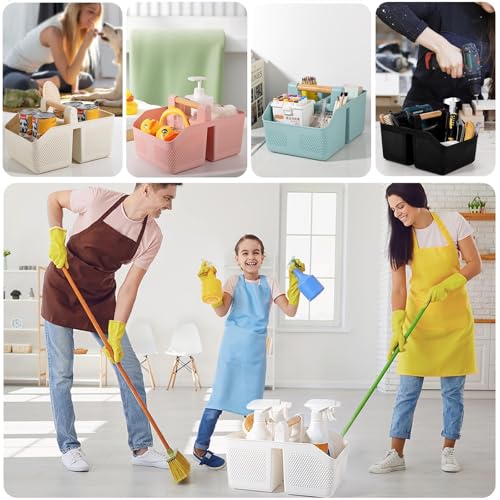 Portable Shower Caddy with Bamboo Handle - Large Plastic Bathroom Organizer