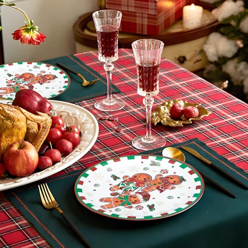 AllReal Christmas Gingerbread Paper Plates 7Inch 48 Pack - Festive Holiday Dessert Plates