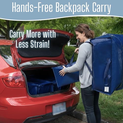 Extra Large Heavy Duty Moving Bags with Backpack Straps and Zippers
