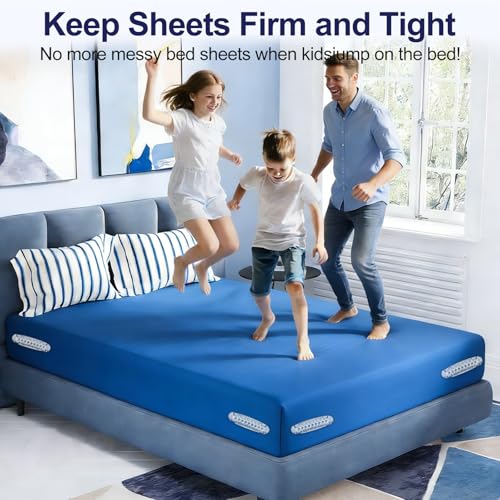 Heavy Duty Bed Sheet Holders with Dual-Side Lock Design - 4Pcs