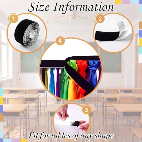 Rainbow Fringe Table Skirt 14ft x 30in for Classroom Desks and Party Decor