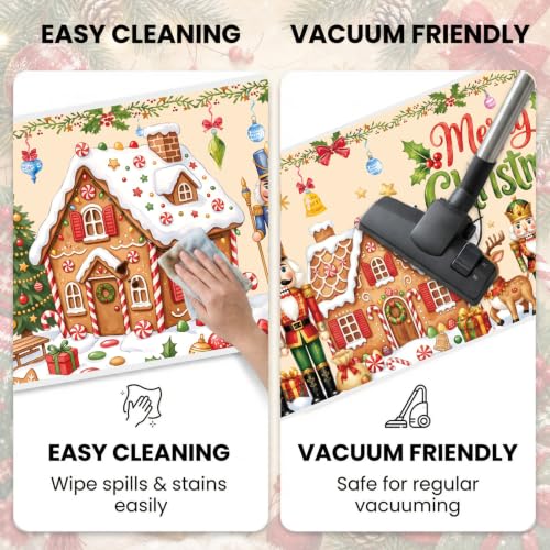 VISSTREE Xmas Nutcracker Kitchen Mats Set - Non-Slip Holiday Rug Collection