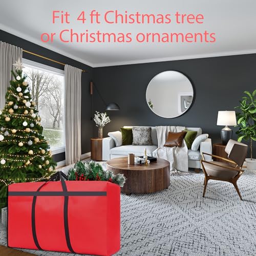 HikoolSS Red 4ft Christmas Tree Storage Bag, Heavy Duty 39x12x24in, Waterproof