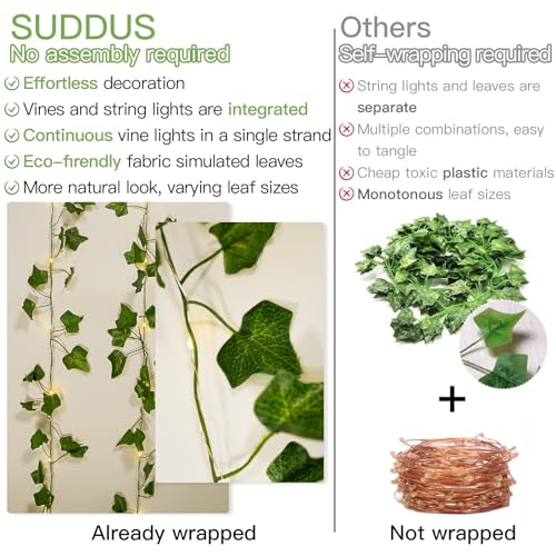 Suddus 33FT 100LED Ivy Vine Fairy Lights Battery Operated with Remote