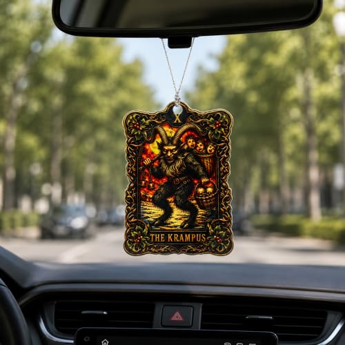 NELXI Krampus Ornament 4-Inch Acrylic, Halloween 13.10, Alpine Folklore Gothic Christmas Decor