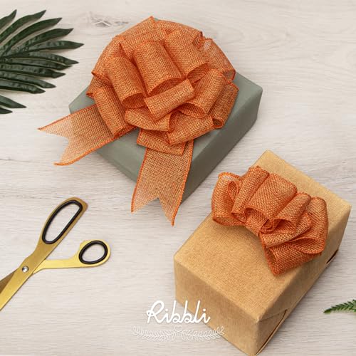 Orange Wired Burlap Ribbon - 2 Inch x 10 Yards for Wreaths & Bows