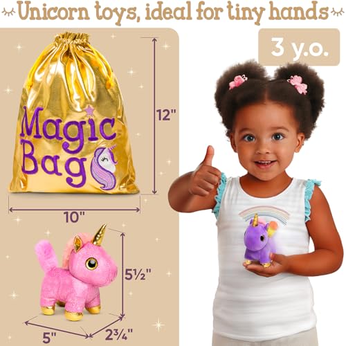 Pink Unicorn Kids Backpack and Mini Unicorn Set in Magic Bag - Naturally KIDS