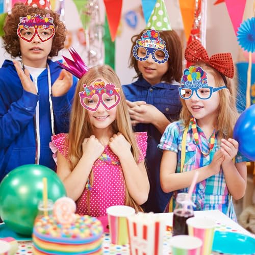 12-Pack Birthday Party Paper Glasses - Fun Photo Booth Props & Favors