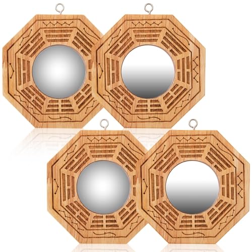 4-Inch Traditional Bagua Mirror Set - 2 Concave and 2 Convex Feng Shui Decor