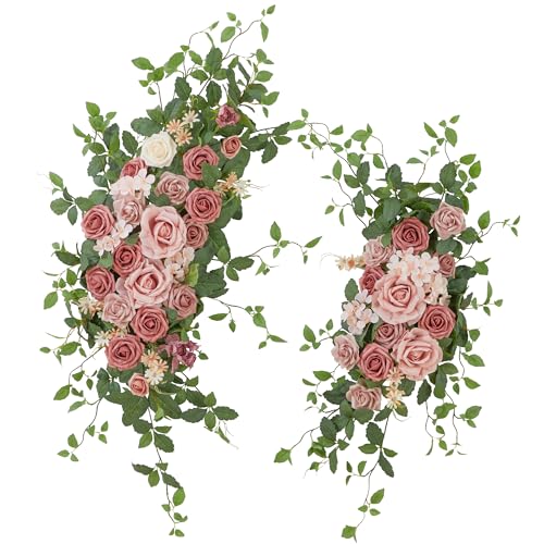 Artificial Wedding Arch Flower Swag Set, 2-Piece Silk Floral Backdrop Decor