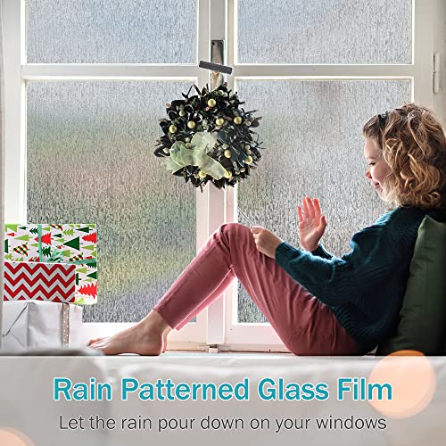Rain Glass Window Film - Privacy Static Cling Decorative Sticker, 17.7 x 78.7 inches