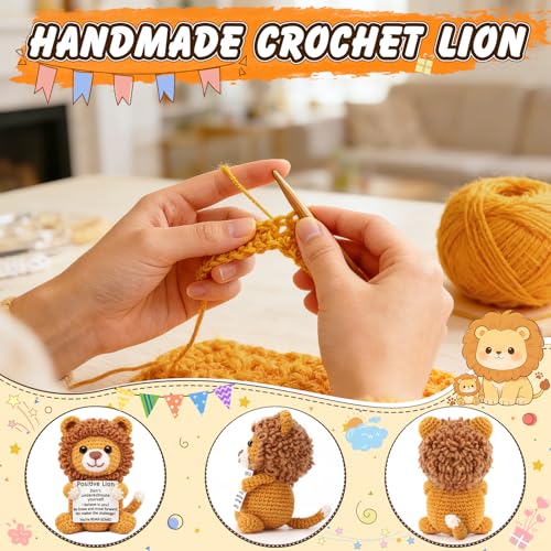 Handmade Crochet Positive Lion Desk Decor - Encouragement Gift for Graduation