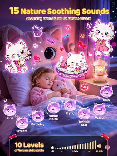 Cat Night Light Projector with 19 Films, 15 Sounds and Remote Control