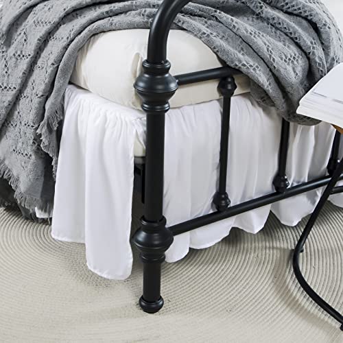 Queen Size Ruffled Bed Skirt with Split Corners - 14 Inch Drop, White