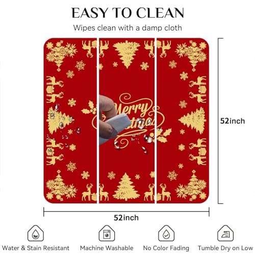 Faptoena 52x52 In Deer Christmas Tablecloth Square Red - Waterproof Holiday Table Cover