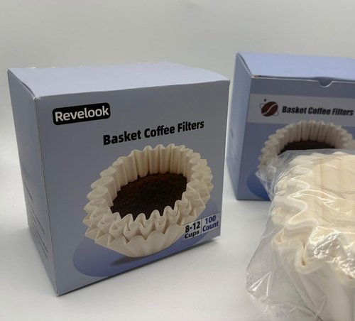 Coffee Filters | 100 Count White Disposable Basket Filters for 8-12 Cup Coffee Makers - 7.875 x 3.25 Inch