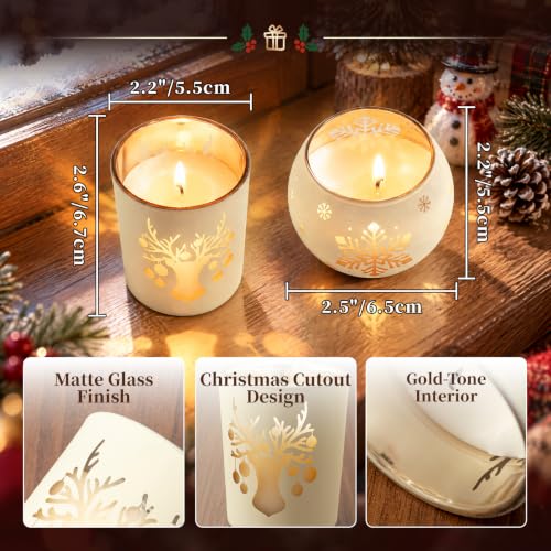 Everloria Christmas Hollow Pattern Candle Countdown Set - 12 Scented Soy Candles with Festive Designs