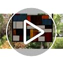 Geometric Color Block Tiffany-Style Stained Glass Window Panel 13x24