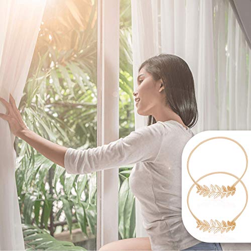 4-Pack Gold Leaf Curtain Tiebacks, Elastic Spring Curtain Holdbacks for Drapes