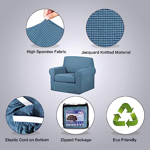 High Stretch Chair Slipcover Set - Dusty Blue Soft Spandex Protector