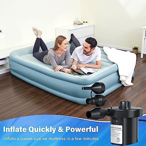 Electric Air Pump for Inflatables - 130W AC Inflator Deflator with 3 Nozzles