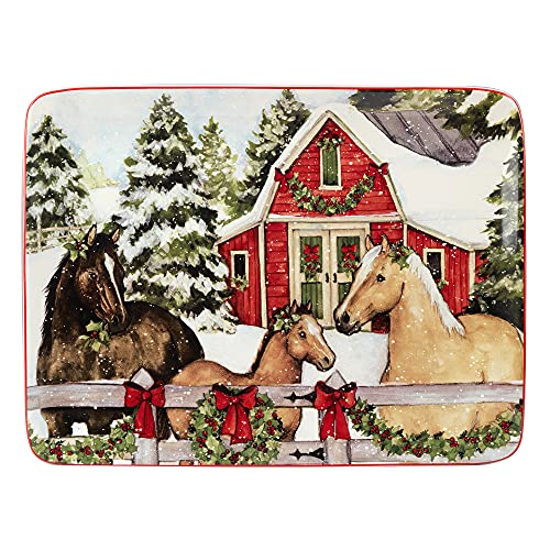 Certified International Homestead Christmas Rectangular Serving Platter 16x12 in