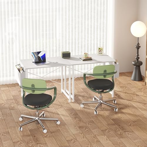 Small 31-Inch Computer Desk with Storage Bag for Home Office, White